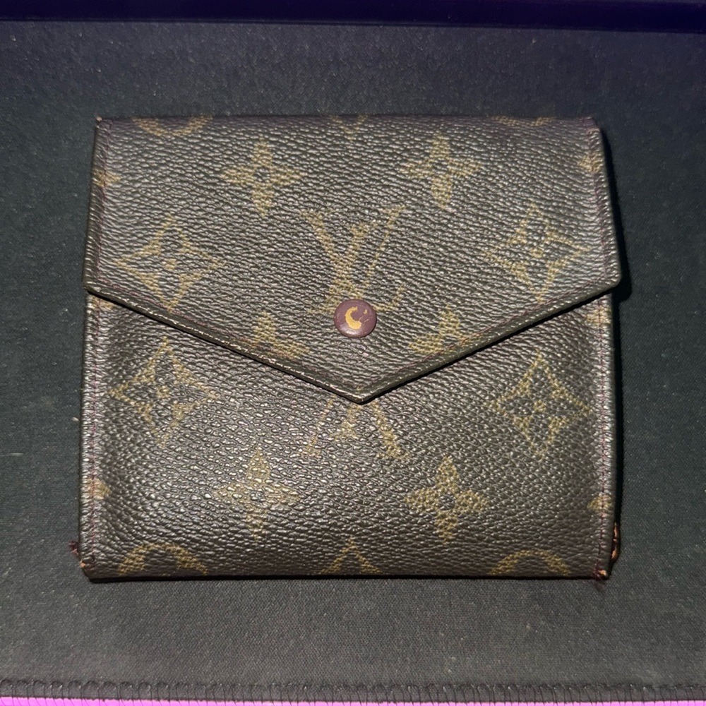 Louis Vuitton Portomone Cult Credit Monogram W Flap Wallet Brown